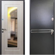 Дверь металлическая ЛИНИЯ NEW Букле капучино 860*2050 левая с зеркалом